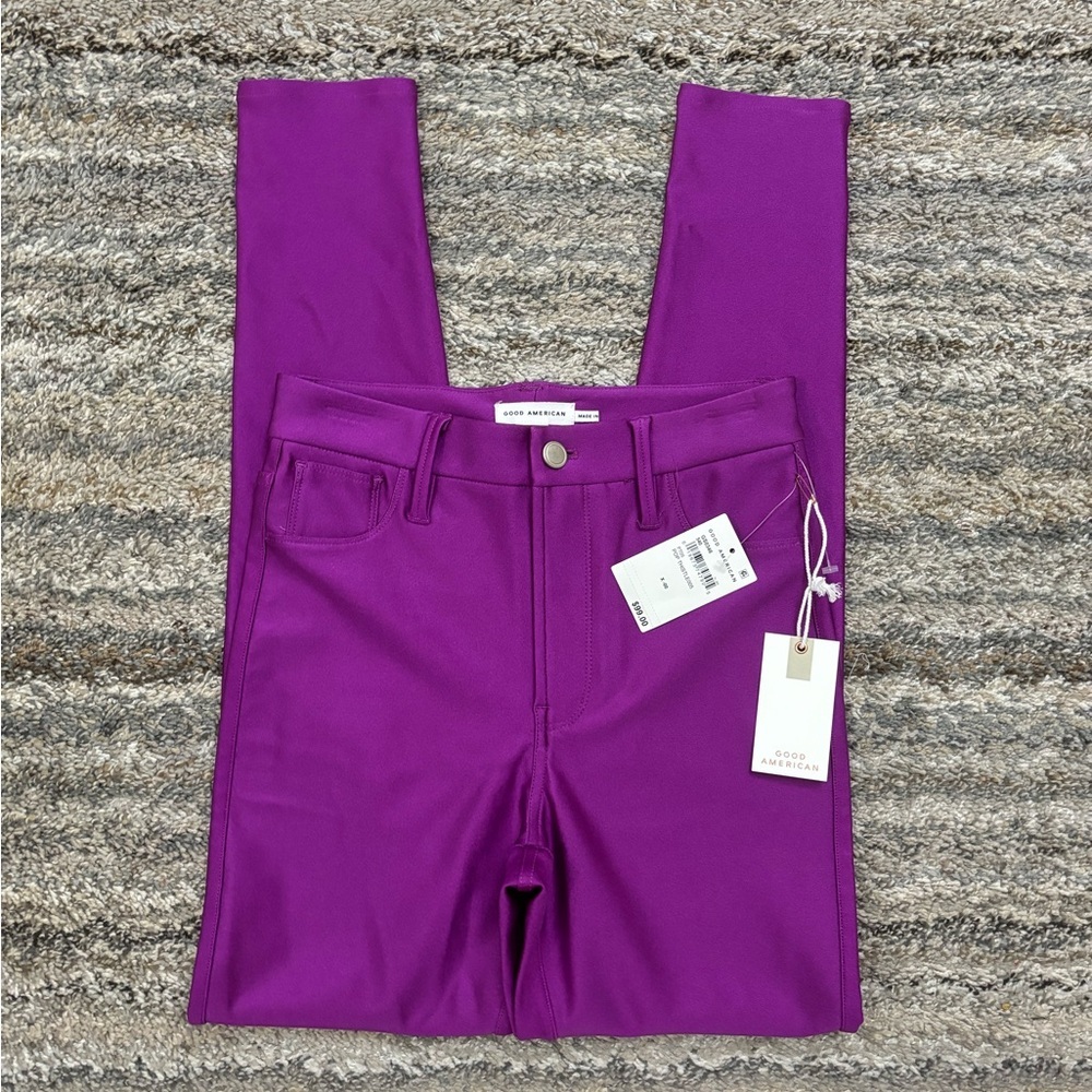 Good American High Rise Skinny Jeans Sz 00/24 NWT | Good American Purple Skinny- - Picture 3 of 13